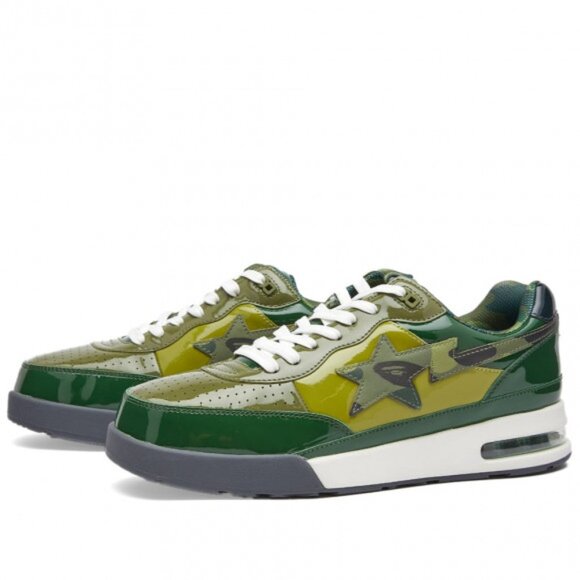 A Bathing Ape Bape Road Sta Patent Leather Green Shoes - Picture 1 of 3